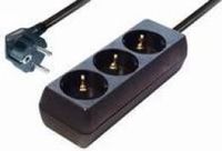 Universal Stekkerdoos met 3 contacten, zwart, 1.4 meter snoerlengte