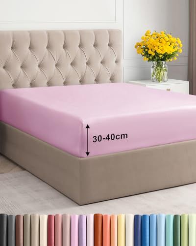 Hoeslaken Lichtroze Hoeslaken 180x200 cm – 40 cm diepe hoek – Geborstelde polyester microvezel – Geschikt voor boxspringbedden – Past op matrassen tot 40 cm – OEKO-TEX gecertificeerd – Krimp- en kleurvast