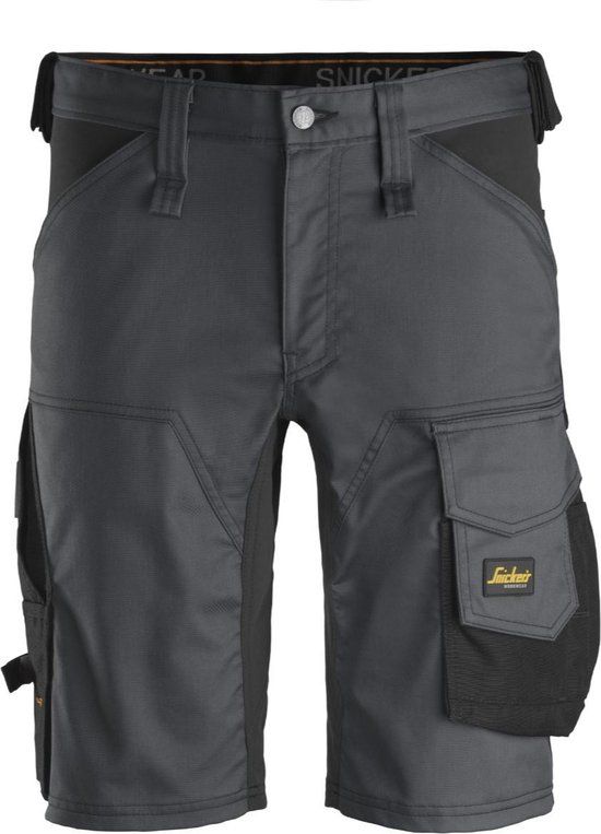 Snickers 6143 AllroundWork Stretch Korte Broek - Staal Grijs/Zwart - Maat 48