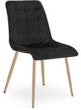LEOBERT Eetkamerstoel SPLIT – Fluweel zwart – Houten look poten – Modern design