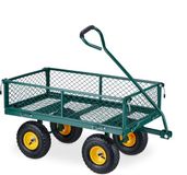 Relaxdays bolderkar luchtbanden - draagvermogen 200 kg - transportkar staal - groen-geel
