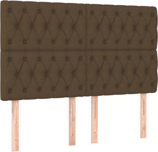vidaXL Hoofdbord donkerbruin stof 160x7x118/128 cm