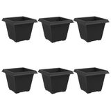 vidaXL Vierkante Bloempot 6 st Zwart 38 x 38 x 30 cm Kunststof