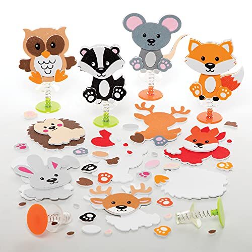 Baker Ross FE688 Bosland dieren schieter sets- pak van 8, foam knutsel activiteiten voor kinderen om te maken, versieren en tentoon te stellen, een perfect cadeau voor creatieve kinderen