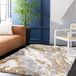SAFAVIEH Horizon Shag Collection voor woonkamer, eetkamer, slaapkamer, laagpolig, grijs en goud, 160 x 231 cm