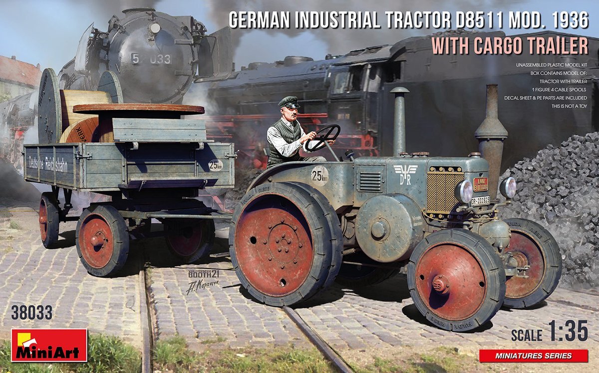 MiniArt 1:35 38033 German Tractor D8511 Mod. 1936 w/Cargo Trailer Plastic kit