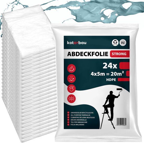 KOTARBAU® 24-delig Set Afdekfolie Set, Polyethyleen, 4 x 5 m, Transparant