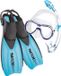 Seac Set Sprint Dry set met duikbril - Snorkel en zwemvliezen met open hiel - In maat verstelbaar - Voor kids en volwassenen - Blauw - 36/38