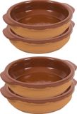 Ger Import Tapas schaaltjes - 4x stuks - 15 en 17 cm - met handvat - terracotta bakjes - crème brûlée