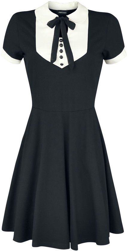 Jawbreaker In A Mood Tie Neck Dames Mini-jurk - zwart/wit - XS