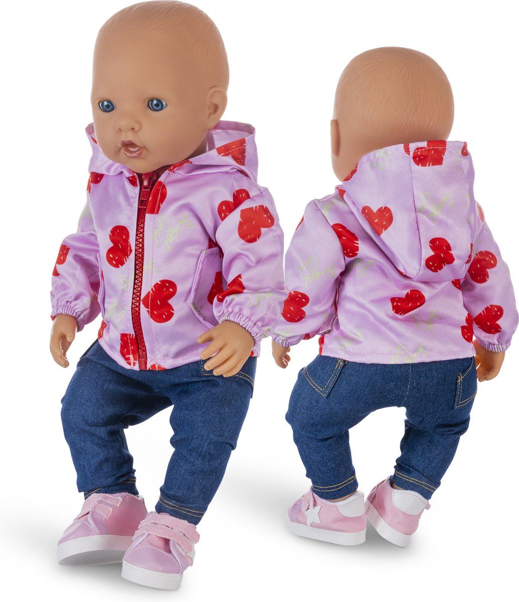 Isa's Friends® - Poppenkleding - Kleertjes geschikt voor o.a. BABY born - 43 cm - Jasje met broek - Roze - Katoen