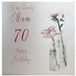 witte WHITE COTTON CARDS Handgemaakte wenskaart voor de 70e verjaardag "Happy Lovely Mum", 178 cm, wit
