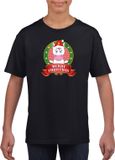 Bellatio Decorations Shoppartners Bv Kerst t-shirt voor kinderen met eenhoorn print - zwart - Kerst shirts voor jongens en meisjes 110/116