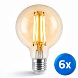 RexTech Zigbee E27 filament lamp G95 - Voordeelset van 6 - 7 watt - Amberkleurig - Smart lamp