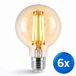RexTech Zigbee E27 filament lamp G95 - Voordeelset van 6 - 7 watt - Amberkleurig - Smart lamp