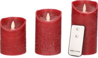 Anna's Collection Stompkaarsen - 3x st - bordeaux rood - LED kaarsen - afstandsbediening