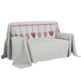 PENSIERI DELICATI Bankplaid 180 x 290 cm, gemaakt in Italië, sprei van 100% puur katoen, motief hart om op te hangen, rood, ideaal als bankplaid of zomerdeken (eenpersoonsbed)