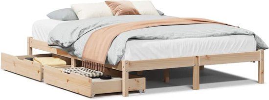 vidaXL Bedframe Massief Grenenhout 135x190 cm