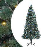 vidaXL Sapin de Noël artificiel avec éclairage et set de boules Vert 210 cm PET