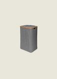 Duett Wasmand met deksel, bamboeframe, grijs