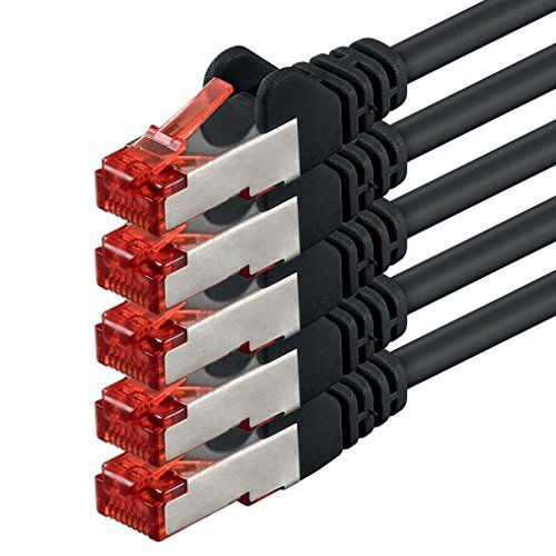 5x 1aTTack 5x 0,5m Cat6 Cat.6 Ethernet-kabel Cat 6-netwerkkabel Patchkabel RJ45 SFTP - Zwart