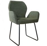 Lizzely Garden & Living SET DEAL: 4 Eetkamerstoelen geweven stof donkergroen Miley eetstoel zetel