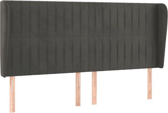 vidaXL Hoofdbord met randen 203x23x118/128 cm fluweel donkergrijs