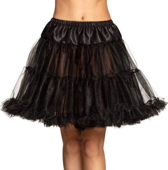 Zwarte Petticoat de luxe - Volwassenen - Can Can - Prinsen en Prinsessen - Maat M/L