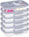 Solutions de rangement Boîte de conservation/boîte à lunch - 6x - hermétique - 3 compartiments - gris clair - plastique - boîte à pain