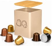 Kinvara Porte-capsules de café - métal - 14 x 14 x 16 cm - pour 50 capsules - beige
