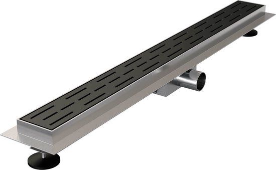 Brauer Douchegoot 70cm - Mat Zwart - RVS - Met Vloerflens - Standaard Rooster