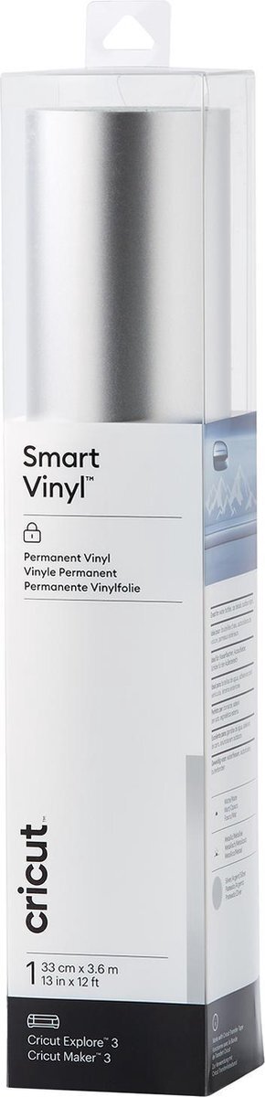 CRICUT Smart Vinyl Permanent | Zilver | 3.6m (12ft) | Zelfklevende Vinyl Rol | Voor gebruik met Explore 3 en Maker 3