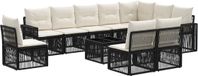 vidaXL Banc de jardin - Set - 11 - pièces - Noir - et - Crème - Blanc - poly - rotin