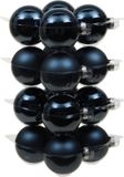 Othmara Boules de Noël - 16 pièces - verre - bleu foncé - 8 cm