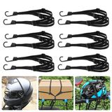 Romon Elastische spanbanden met haken, 6 stuks, verstelbare bagageriem, elastische riem met 12 schuifgespen voor motorfiets, bevestiging van helm, bagage, schoudertas