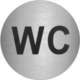 Plakplaat "WC" roestvrij staal Ø 7 cm