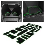 CupHolderHero Geschikt voor Subaru Outback en Subaru Legacy 2020-2024 Accessoires, Premium Custom Non-Slip Anti-Dust Cup Holder Inserts, Center Console Liners, Deurzakmatten, 21-delige set, Green Trim