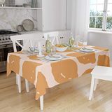 Bonamaison Tafelkleed, Anti-Mold, Sneldrogend, Waterdicht, 100% Polyester Tafellaken, Oranje, gebroken wit, 140 x 160 Cm - Ontworpen en Vervaardigd in Turkije