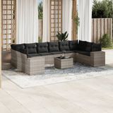 Maison Exclusive - Ensemble de jardin, composé de 11 pièces avec coussins, de couleur grise, en polyrotin