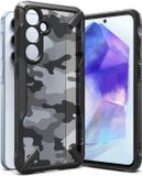 Ringke Fusion X | Hoesje Geschikt voor Samsung Galaxy A55 | Back Cover | Militaire Standaard | Camo Zwart