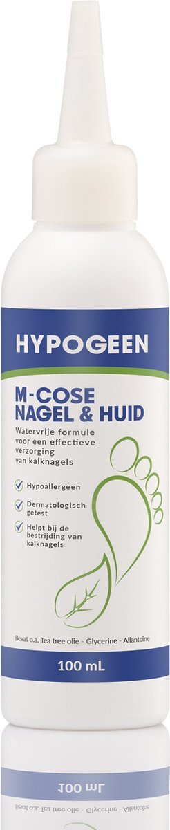Hypogeen M-Cose Nagel & Huid - kalknagelproduct - Mycose oplossing - met tea tree olie - helpt bij bestrijding van kalknagels - oplossing schimmelnagels - met squalaan & ureum - hypoallergeen - PH-neutraal - snel resultaat - flesje 100ml