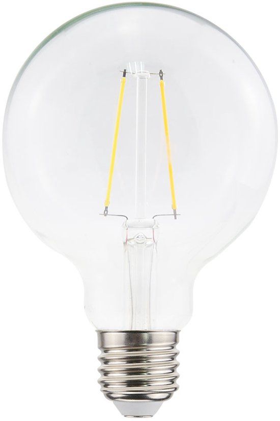 HOFTRONIC LED Filament lamp E27 - 4,5 Watt 470 Lumen - G95 - 2700K Warmwit licht - Dimbaar - Helder glas