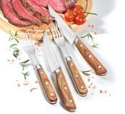 Zassenhaus Steakbestek set van 2 met handgrepen van pakkahout, steakbestekset in geschenkdoos van hout