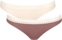 Sloggi Women GO Ribbed R Brazil (2-pack) - dames slip - lichtbruin en ecru