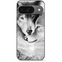 Maniacase Google Pixel 9 Etui De wolf en de zij-wolf Zwart wit dier