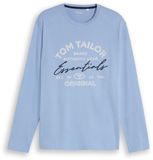 Tom Tailor - T-shirt à manches longues avec imprimé logo - Taille L - Bleu pâle