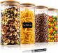 Deco Haus Sada de 4 bocaux réutilisables avec couvercle en bambou - lavable au lave-vaisselle et au micro-ondes - 20x10 cm, 1400 ml