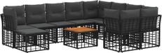 vidaXL Buiten bankenset 11 st Zwart en Donkergrijs poly rattan