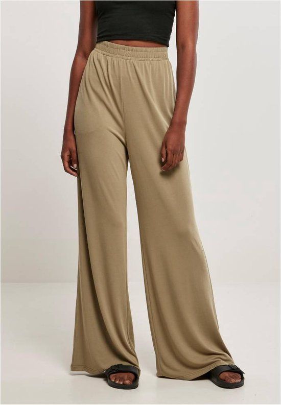 Urban Classics Modal Wide Leg Pants - Groen - Maat S