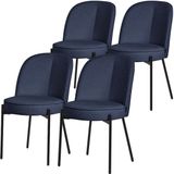 ML-Design Eetkamerstoelen set van 4 donkerblauw gestoffeerd met metalen onderstel
